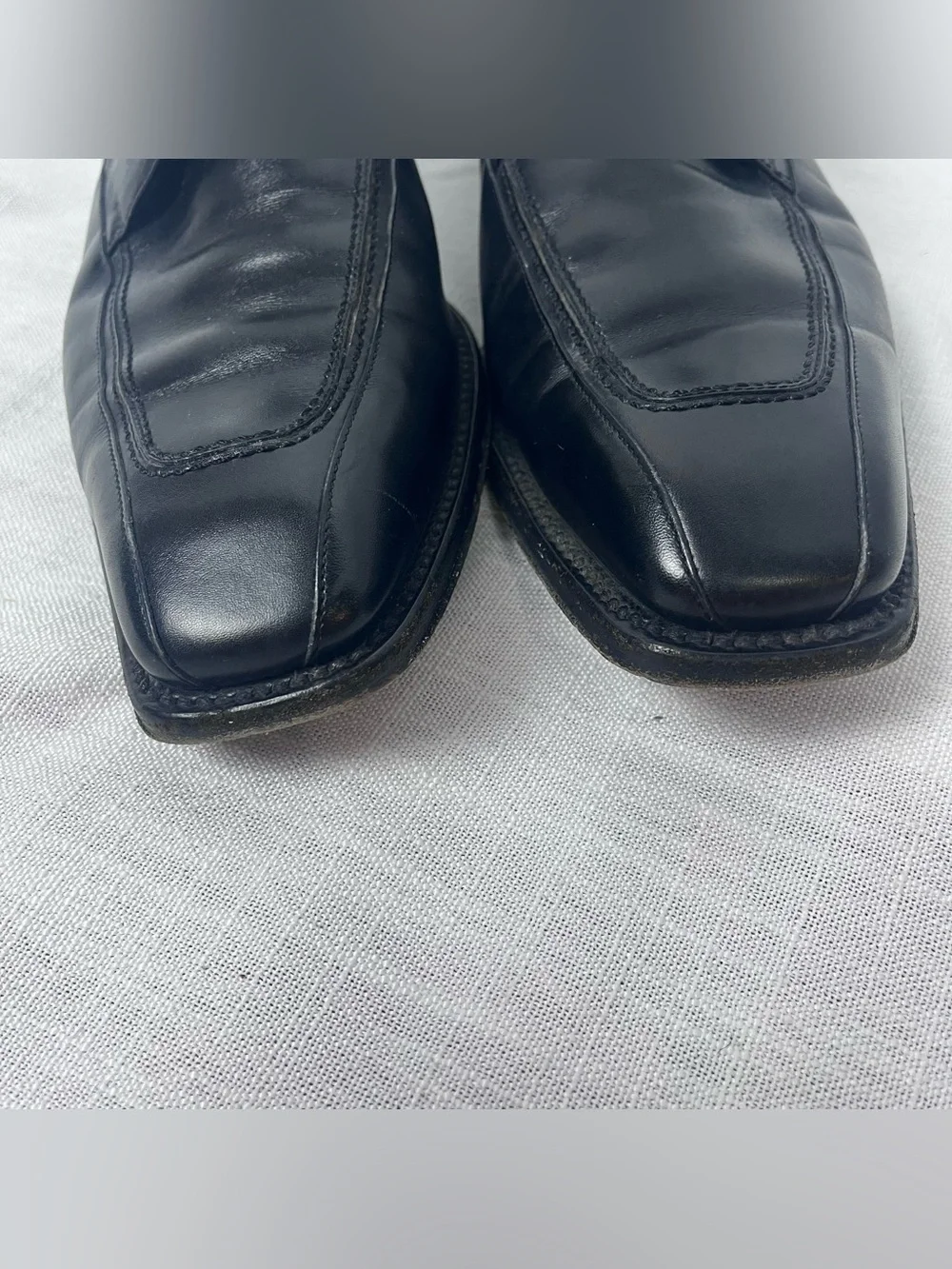 Salvatore Ferragamo Black Leather Men's Lace-Up Dress Shoes Square Toe Size 10